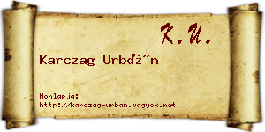 Karczag Urbán névjegykártya